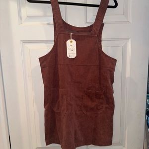 Rust Corduroy Overall Dress
